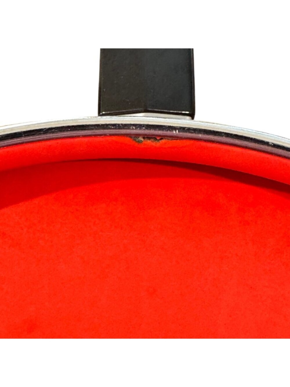 Fancipan Enamel Saucepan Lid Red Vegetable Design Metal Handle Kitchen Decor Vtg - Picture 9 of 16